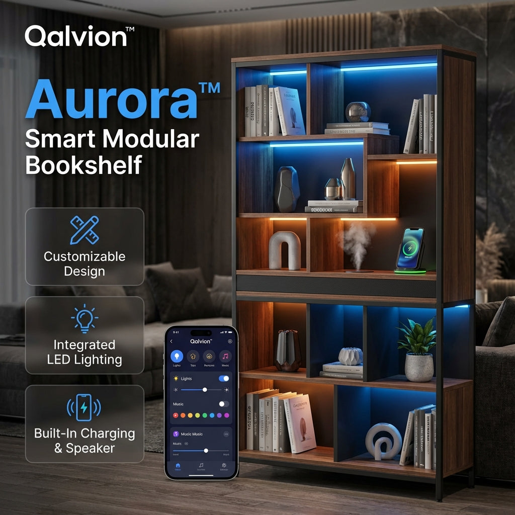 Qalvion™ Aurora Smart Modular Bookshelf